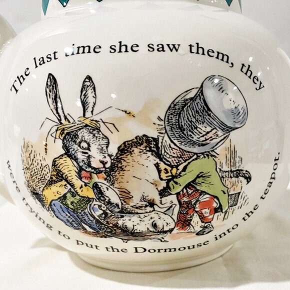 Poole Pottery Mad Hatters Tea Party Teapot Alice In Wonderland England - Picture 8 of 15